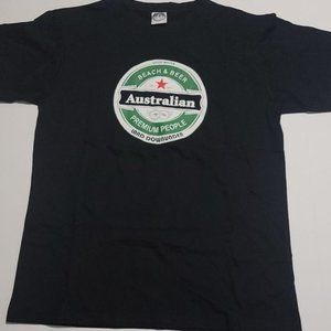 Australian Beach & Beer Black Small Short Sleeve T Shirt Land Downunder